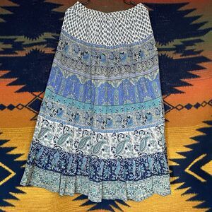 Vintage 90’s Phool Cotton Maxi Skirt. Boho. Size medium. India. Floral. Hippie.